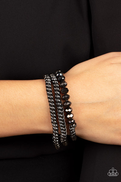 Paparazzi-Gutsy and Glitzy - Black Bracelet