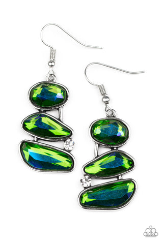 Paparazzi-Gem Galaxy - Green Earring