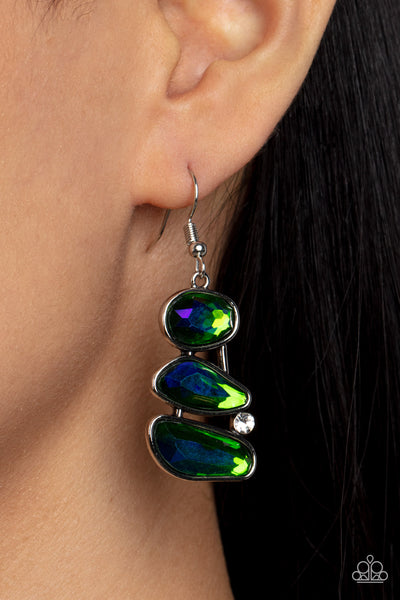 Paparazzi-Gem Galaxy - Green Earring