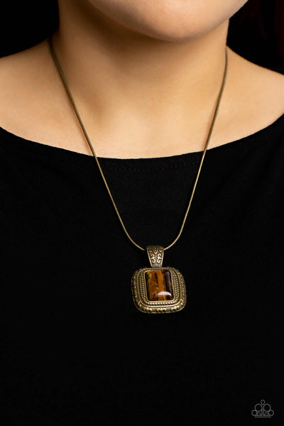 Paparazzi-Right Hand TALISMAN - Brass Necklace
