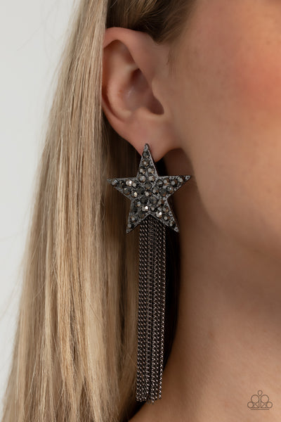 Paparazzi-Superstar Solo - Black Earring
