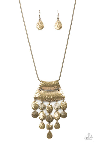 Paparazzi-Totem Trek - Brass Necklace