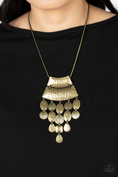 Paparazzi-Totem Trek - Brass Necklace