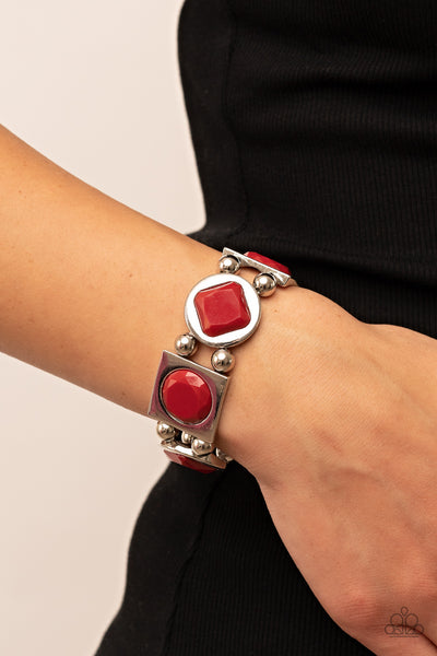 Paparazzi-Asymmetrical A-Lister - Red Bracelet