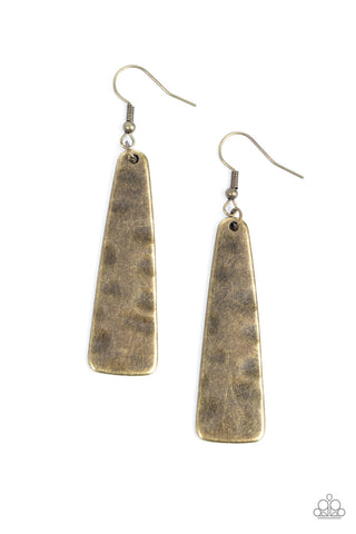 Paparazzi-Detailed Definition - Brass Earring