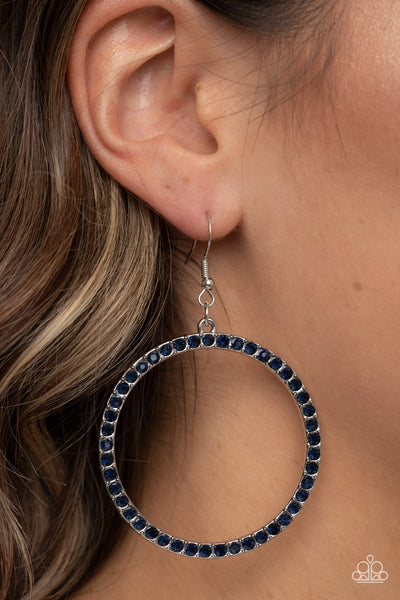 Paparazzi-Head-Turning Halo - Blue Earring