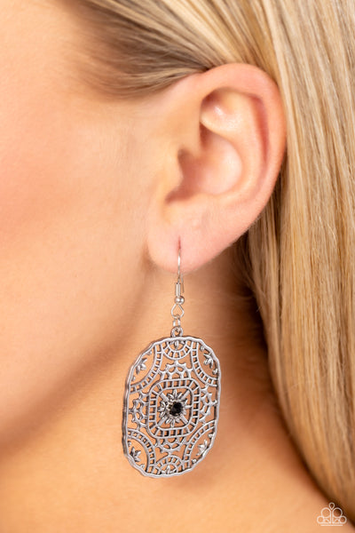 Paparazzi-Greco-Roman Romance - Black Earring