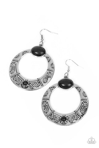 Paparazzi-Garden Glyphs - Black Earring