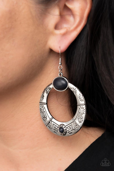Paparazzi-Garden Glyphs - Black Earring