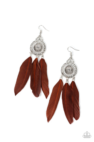 Paparazzi-Pretty in PLUMES - Brown Earring