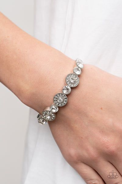 Paparazzi-Crowns Only Club - White Bracelet