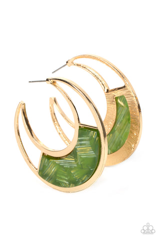 Paparazzi-Contemporary Curves - Green Earring