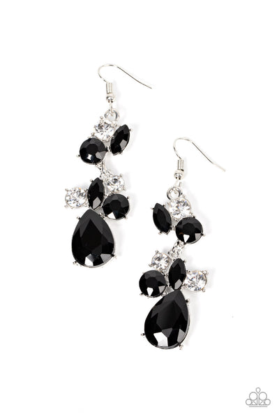 Paparazzi-Rhinestone Reveler - Black Earring