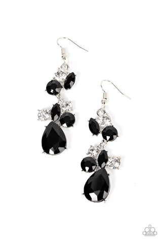 Paparazzi-Rhinestone Reveler - Black Earring