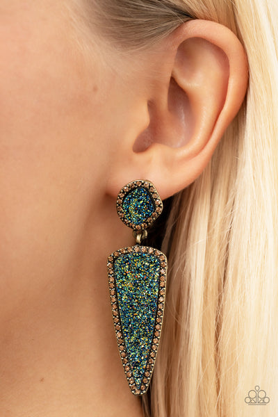 $5 Paparazzi Jewelry Brass/Green Earring