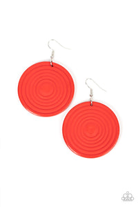Paparazzi-Caribbean Cymbal - Red Earring