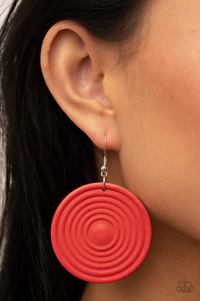 Paparazzi-Caribbean Cymbal - Red Earring