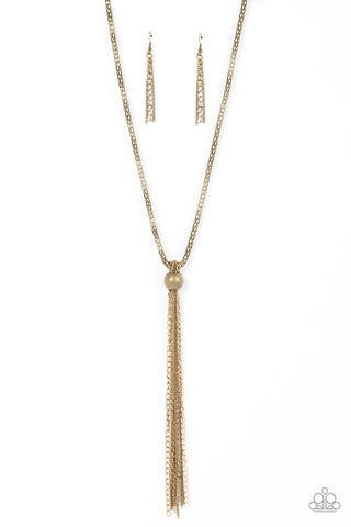 Paparazzi-Metallic MESH-Up - Brass Necklace