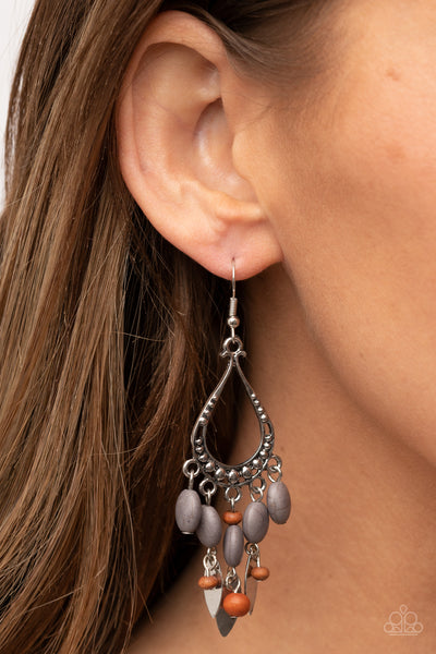 Paparazzi Adobe Air - Silver Earring