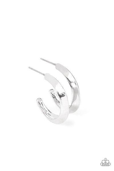 Paparazzi BEVEL Up - Silver Earring