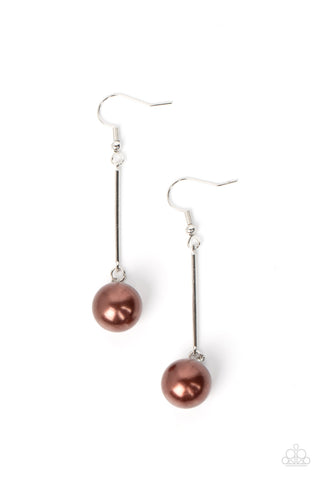 Paparazzi-Pearl Redux - Brown Earring