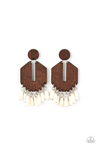 Paparazzi-Western Retreat - White Earrings