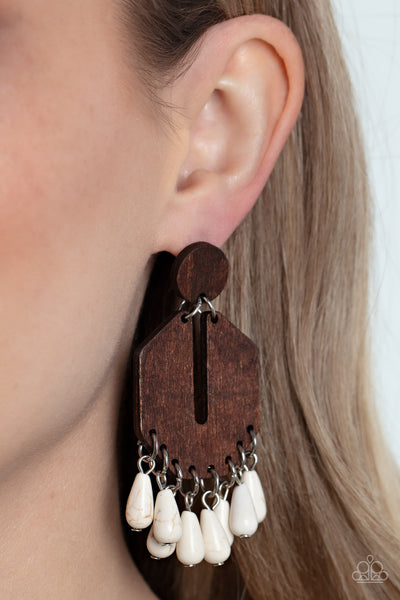 Paparazzi-Western Retreat - White Earrings