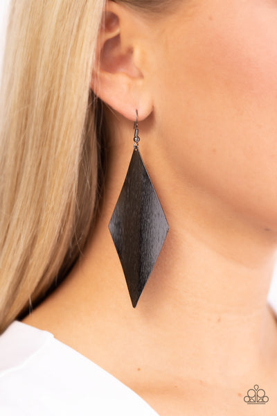 Paparazzi-Retro Rally - Black Earring