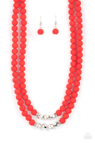 Paparazzi-Summer Splash - Red Necklace