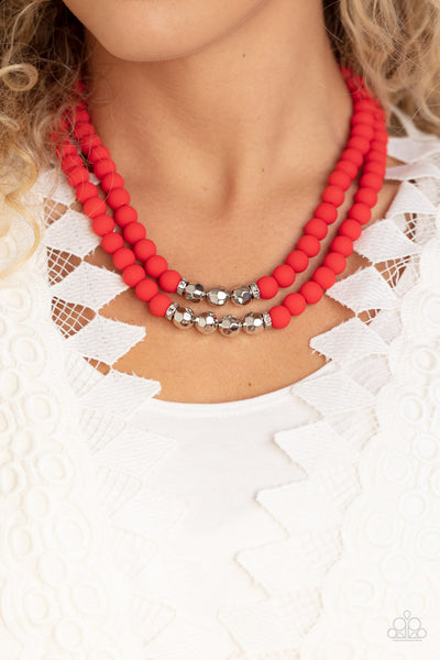 Paparazzi-Summer Splash - Red Necklace