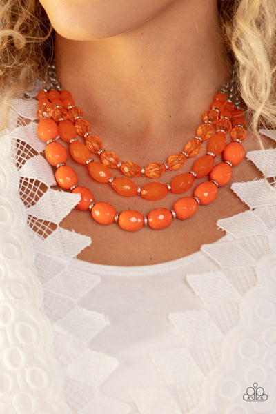 Paparazzi-Tropical Hideaway - Orange Necklace