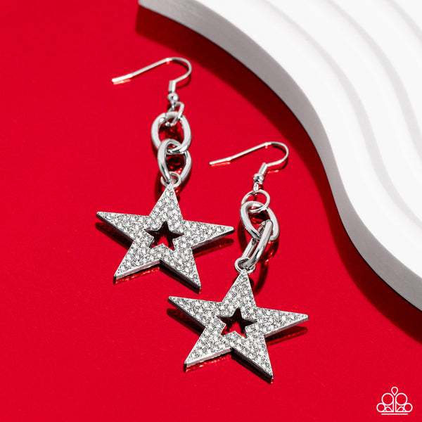 Paparazzi-Cosmic Celebrity - White Earrings