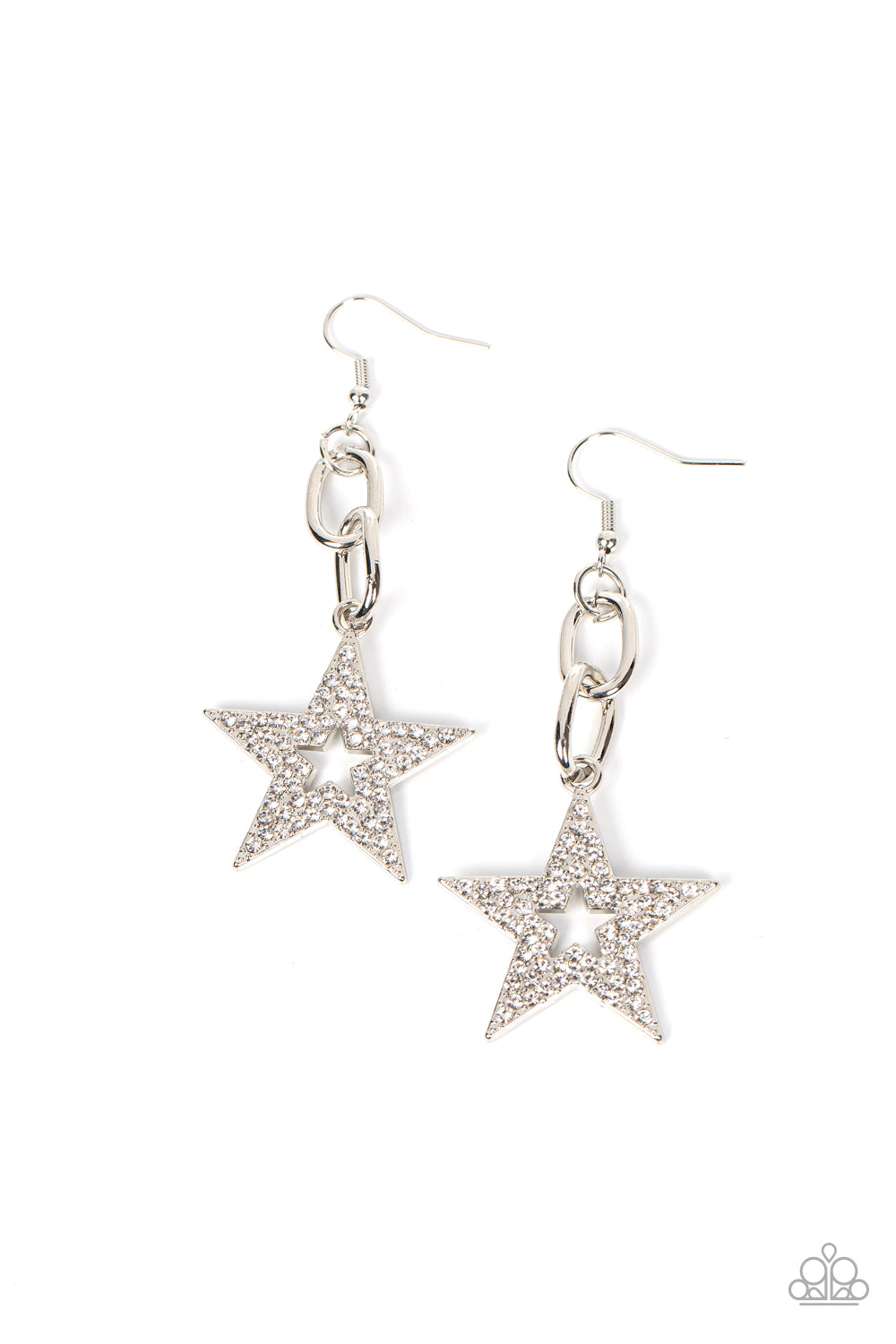 Paparazzi-Cosmic Celebrity - White Earrings