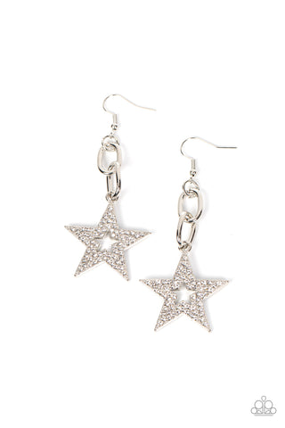 Paparazzi-Cosmic Celebrity - White Earrings