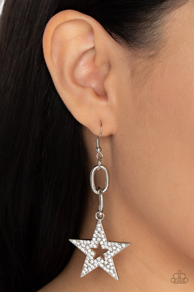 Paparazzi-Cosmic Celebrity - White Earrings