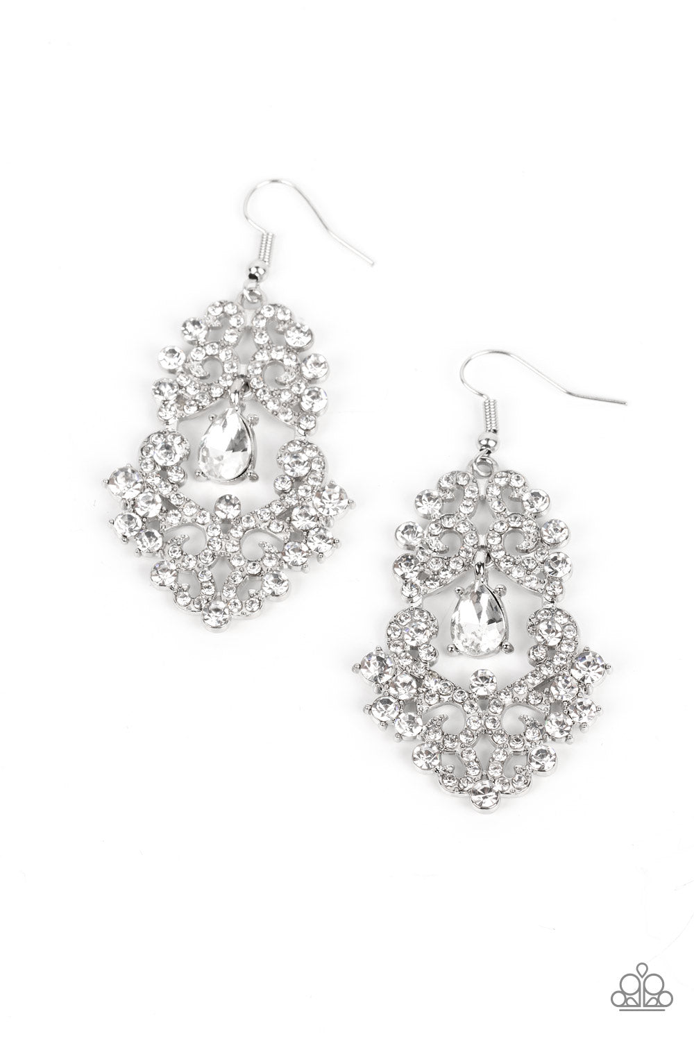 Paparazzi-Sociable Sparkle - White Earring