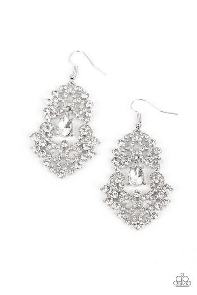 Paparazzi-Sociable Sparkle - White Earring