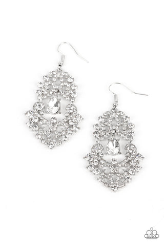 Paparazzi-Sociable Sparkle - White Earring