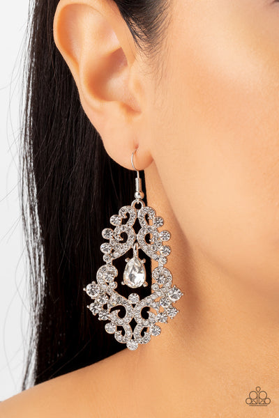 Paparazzi-Sociable Sparkle - White Earring