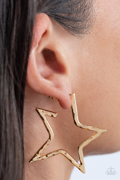 Paparazzi-All-Star Attitude - Gold Earring