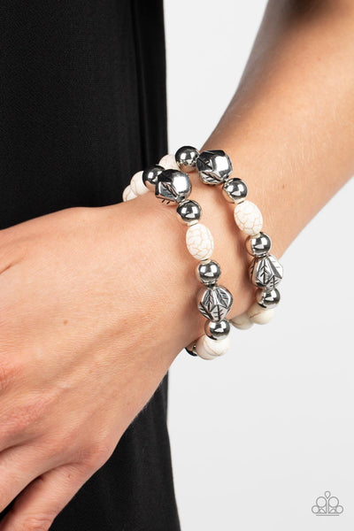 Paparazzi-Sagebrush Saga - White Bracelet
