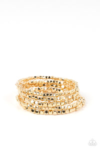Paparazzi-Right on CUBE - Gold Bracelet