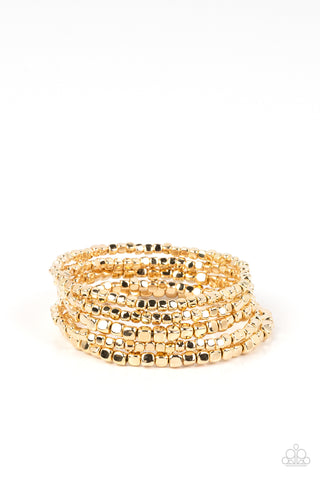 Paparazzi-Right on CUBE - Gold Bracelet