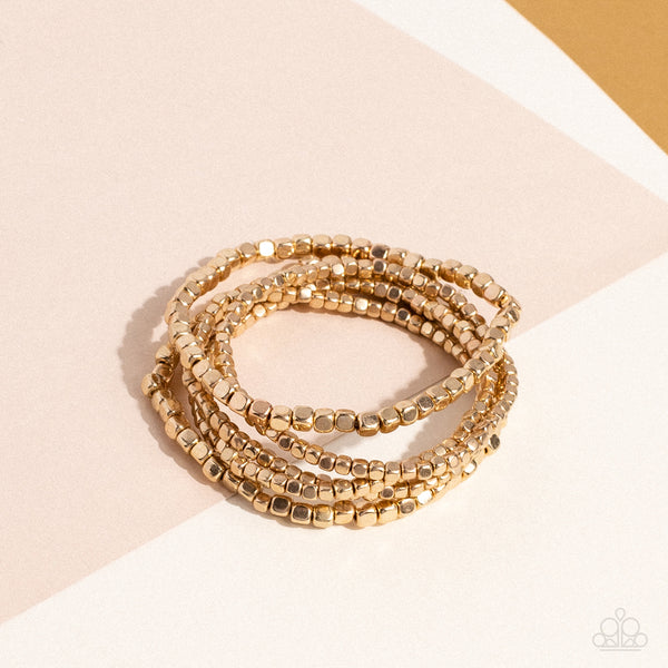 Paparazzi-Right on CUBE - Gold Bracelet