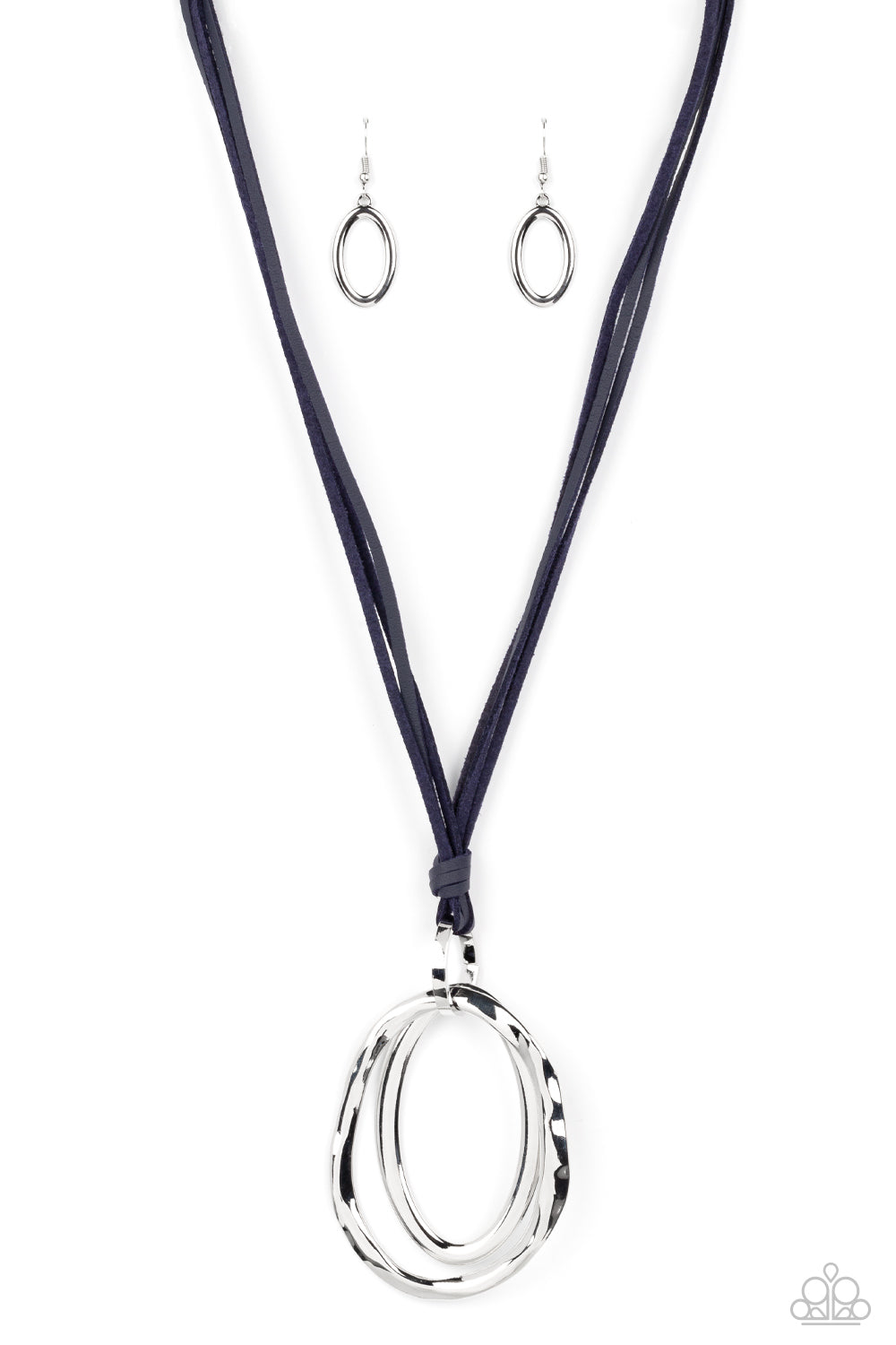 Paparazzi-Long OVAL-due - Blue Necklace