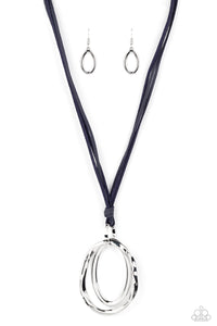 Paparazzi-Long OVAL-due - Blue Necklace