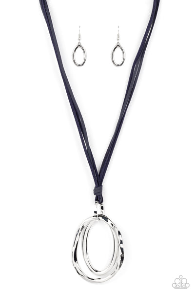 Paparazzi-Long OVAL-due - Blue Necklace