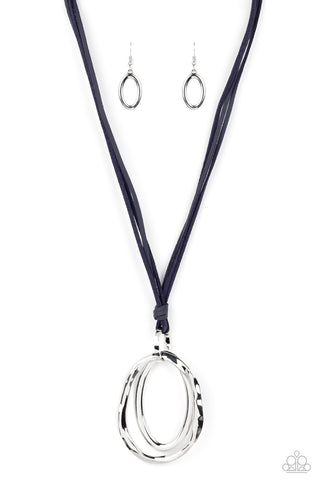 Paparazzi-Long OVAL-due - Blue Necklace