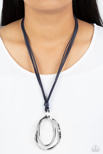 Paparazzi-Long OVAL-due - Blue Necklace