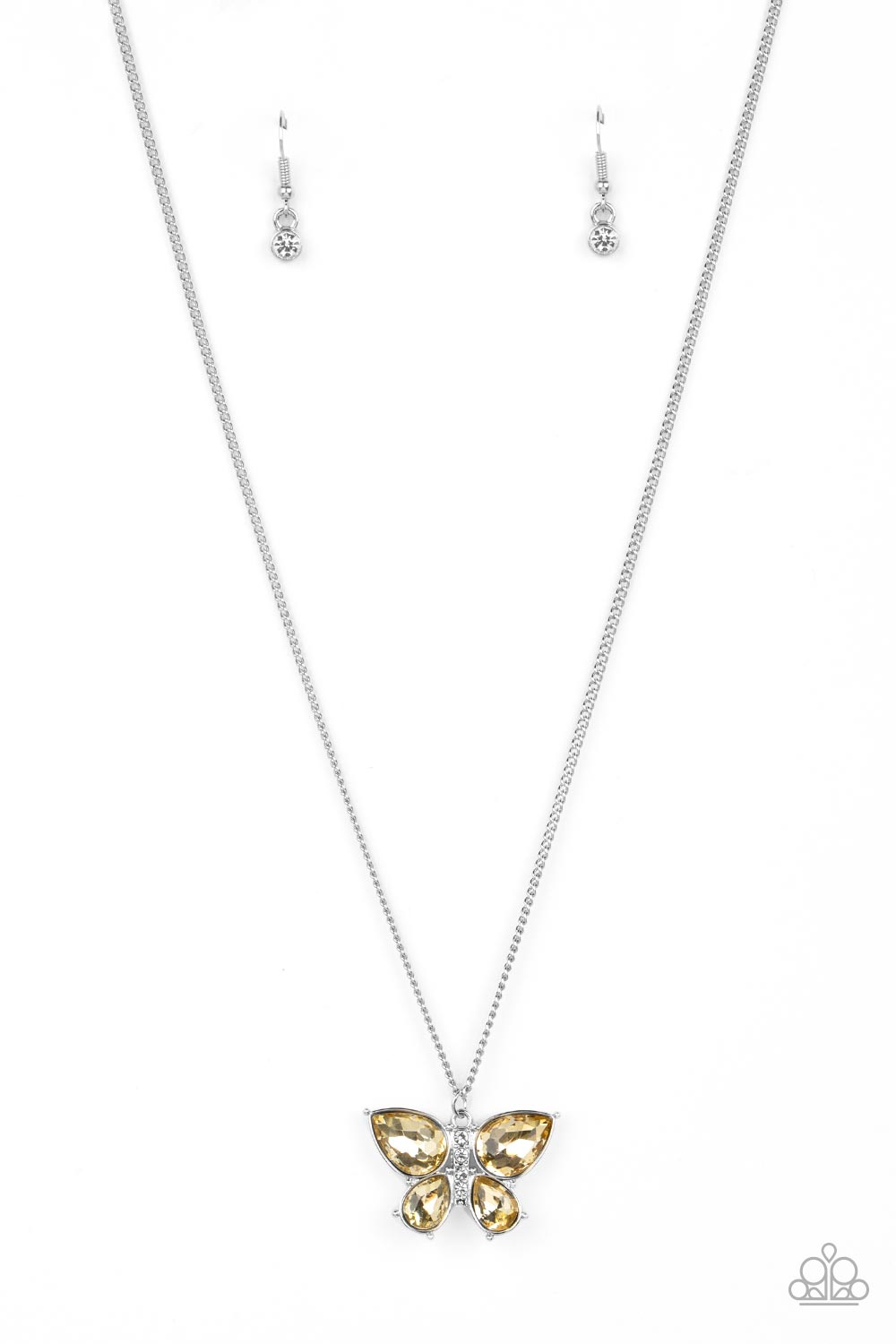 Paparazzi Free-Flying Flutter - Yellow Necklace